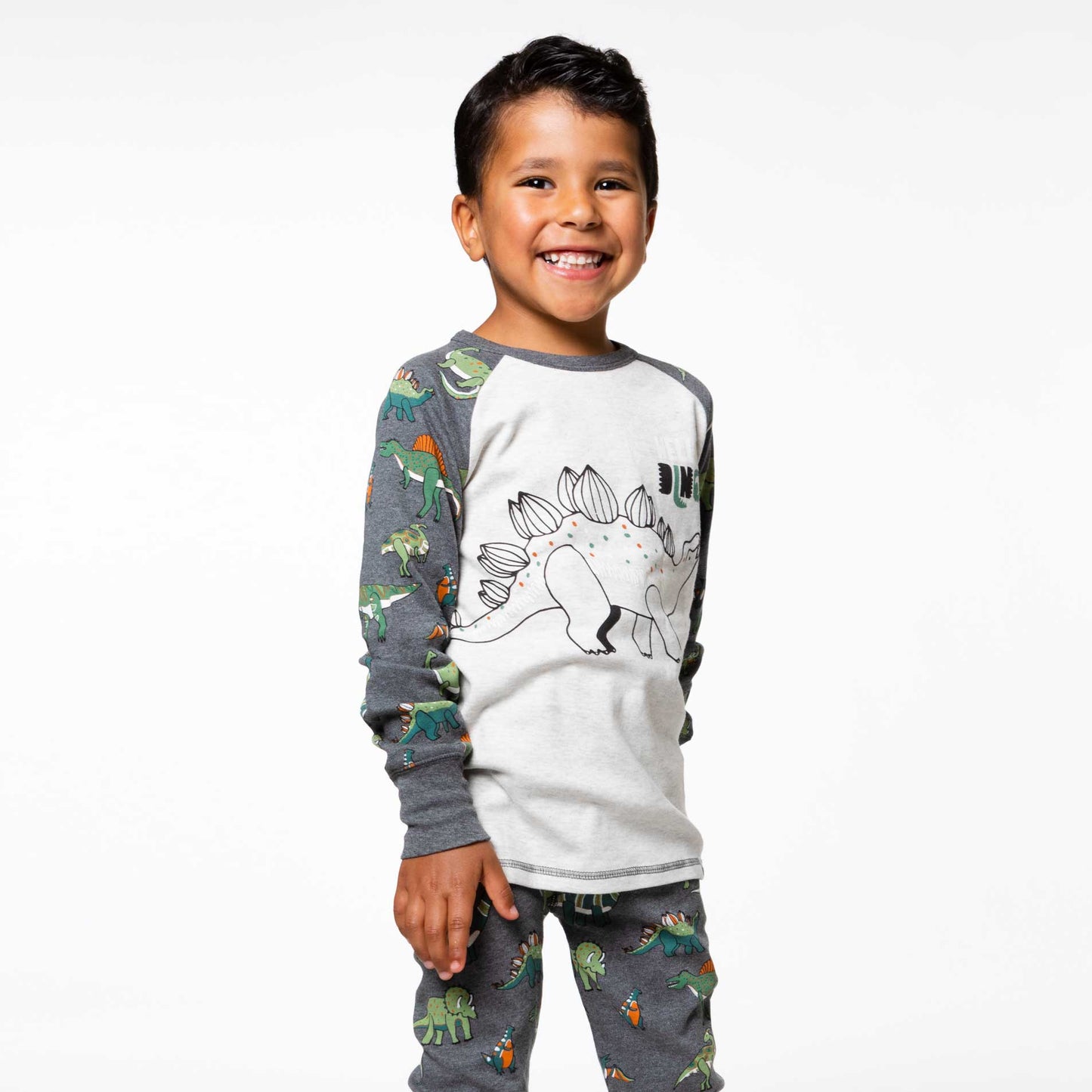 Organic Cotton Two Piece Pajama Set Dark Grey Mix