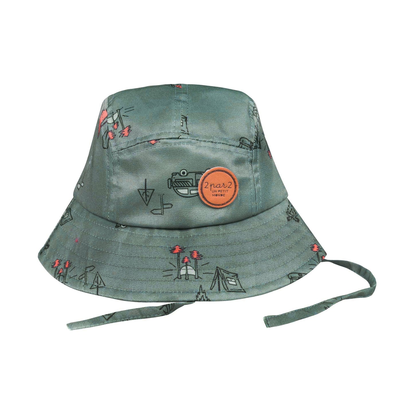 Printed Hat Khaki Green Camping Print