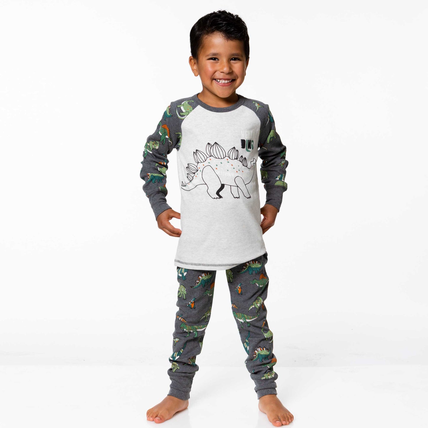 Organic Cotton Two Piece Pajama Set Dark Grey Mix