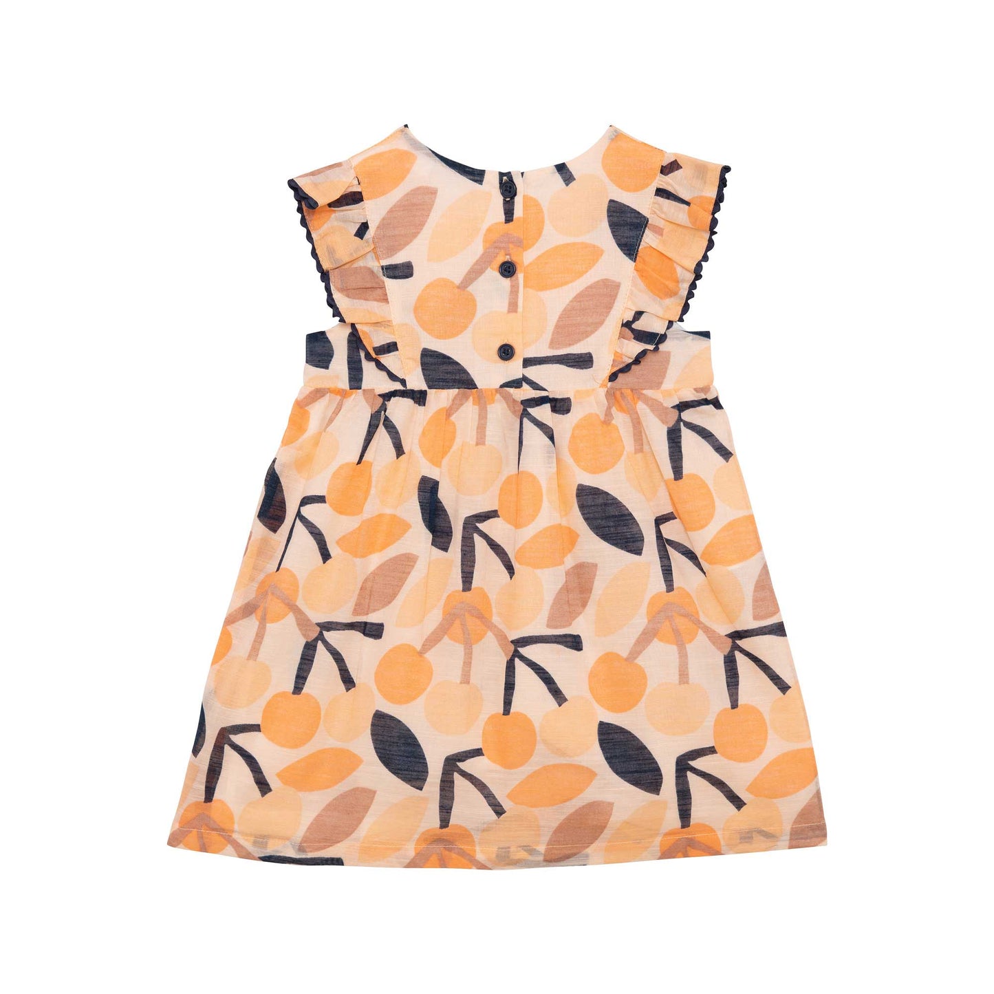 Printed Dress With Frill Peach Cherry