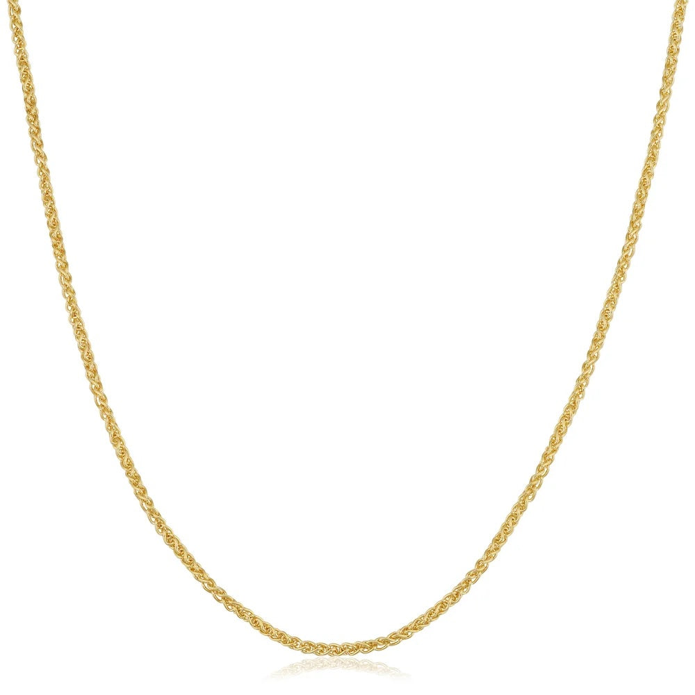 18K Yellow Gold Over Sterling Silver Wheat Chain Necklace 16-24"
