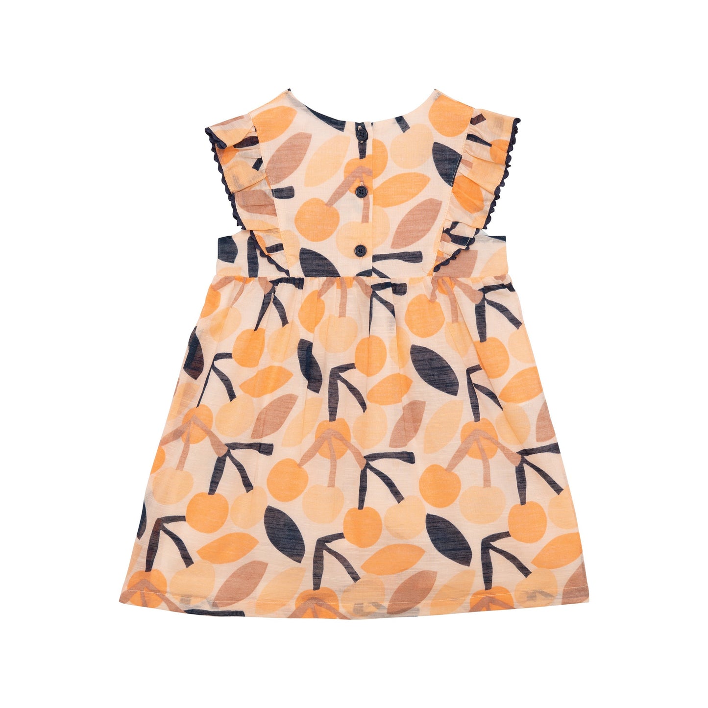 Printed Dress With Frill Peach Cherry