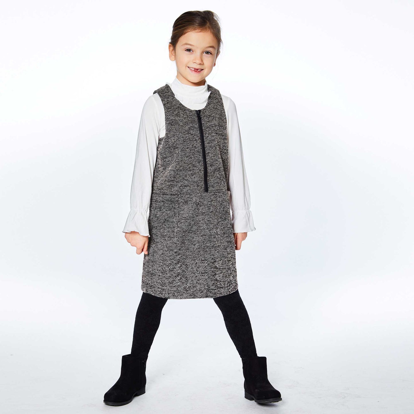 Herringbone Jumper With Pocket Black