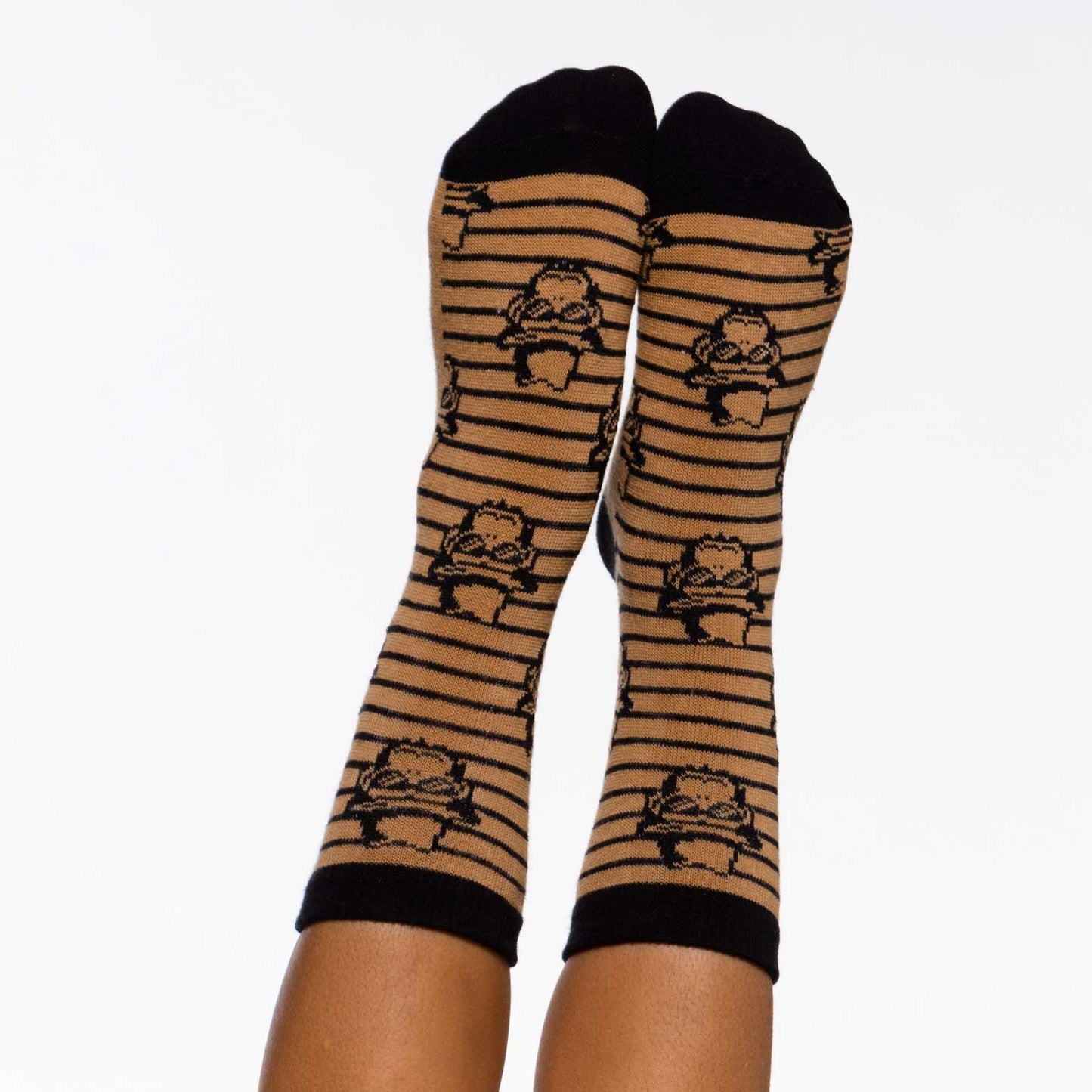 Pattern Socks Tan Monkey Print