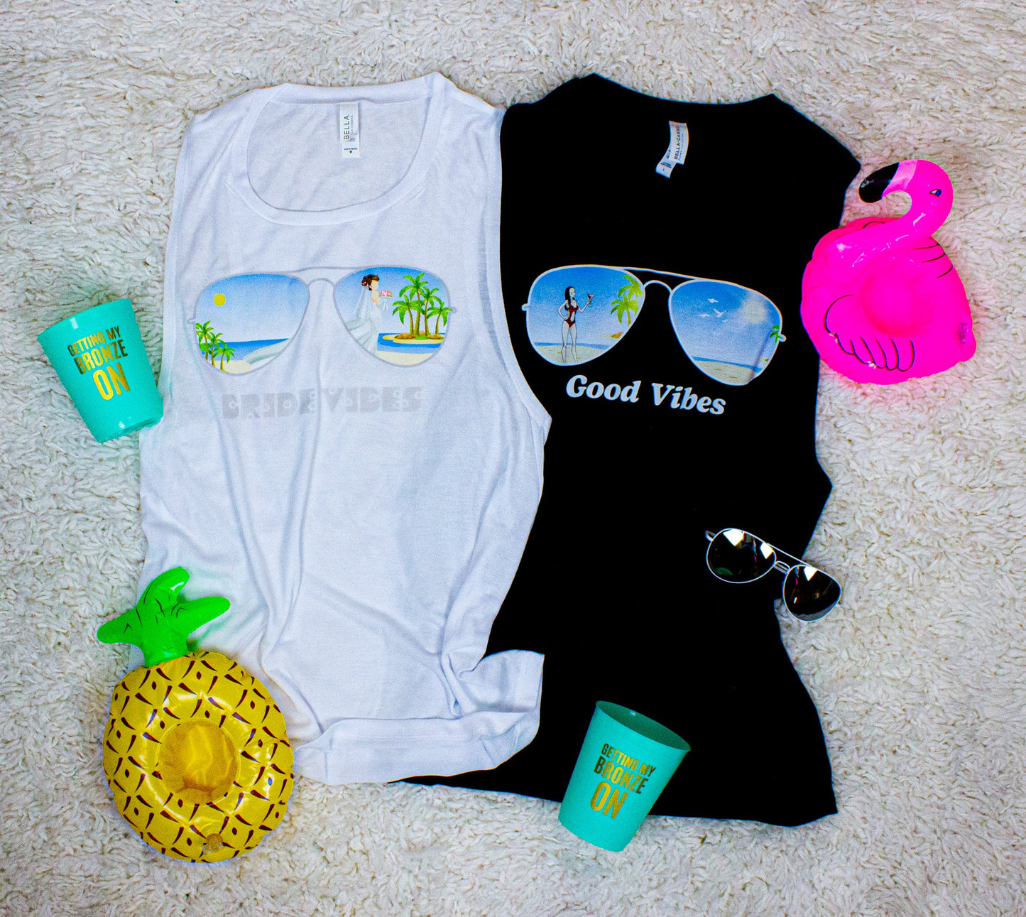 Aviator Bride Vibes π | Beach Vibes - Bachelorette Beach Party Flowy Muscle Tank Tops