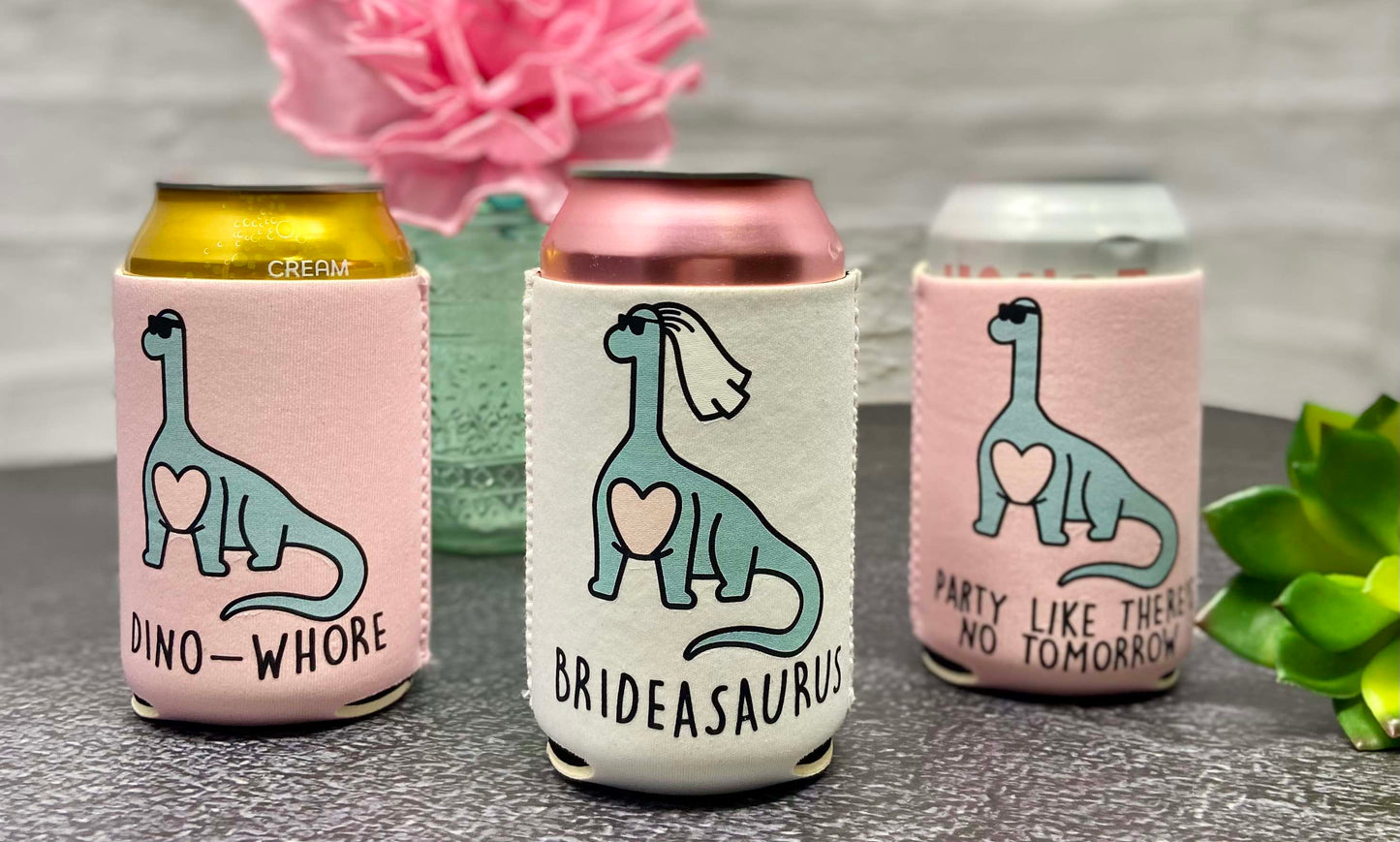 A-Roar-Able Dinosaur 🦕 Brideasaurus Can Coolers