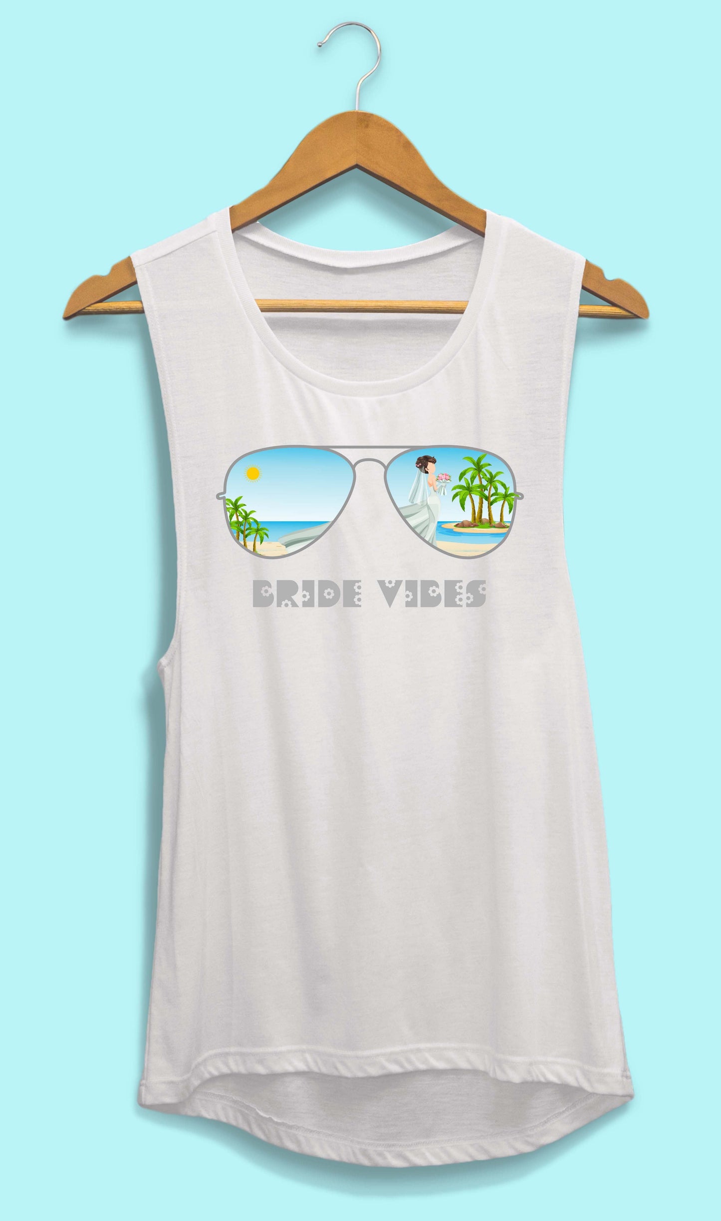 Aviator Bride Vibes π | Beach Vibes - Bachelorette Beach Party Flowy Muscle Tank Tops