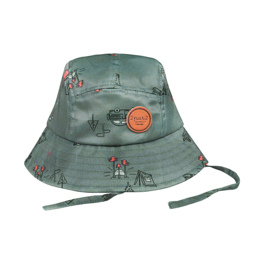 Printed Hat Khaki Green Camping Print
