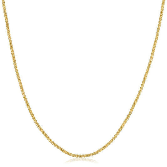 18K Yellow Gold Over Sterling Silver Wheat Chain Necklace 16-24"