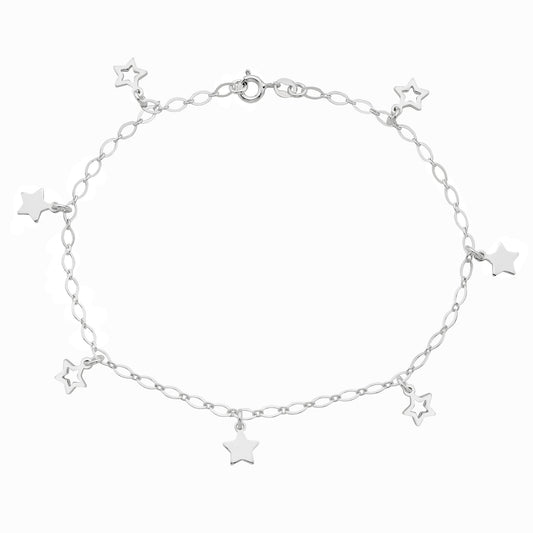 925 Sterling Silver Star Charm Anklet