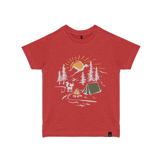 Printed Jersey Top Dusty Red